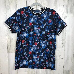 Fresh Prints of Bel Air ringer tee skulls roses grunge goth whimsical size Small